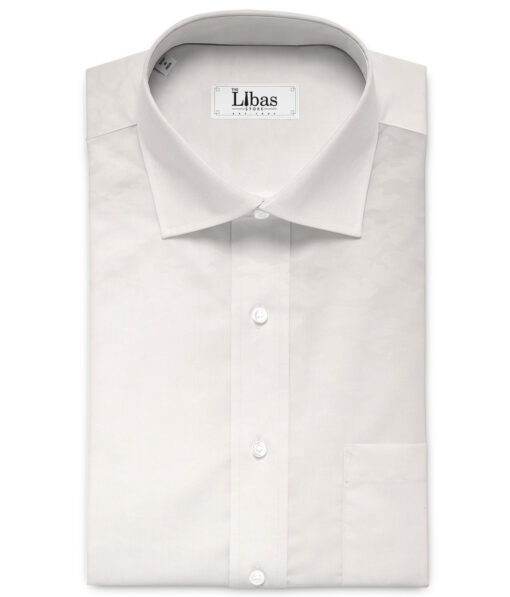 Luthai Men's  Supima Cotton Self Design  Unstitched Shirting Fabric (White)