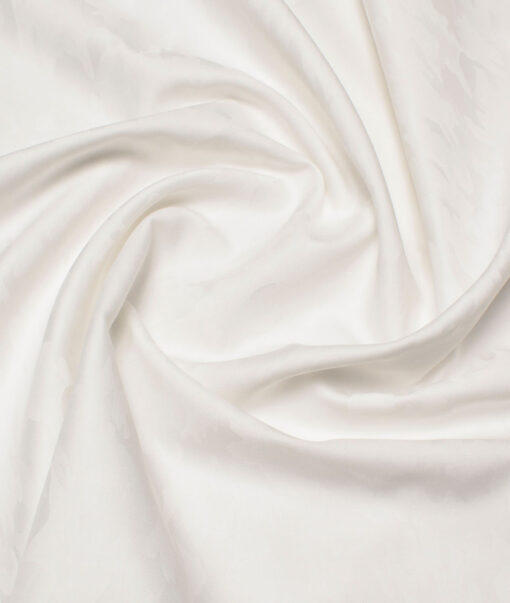 Luthai Men's  Supima Cotton Self Design  Unstitched Shirting Fabric (White)