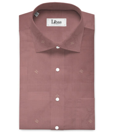 Luthai Men's  Supima Cotton Self Design  Unstitched Shirting Fabric (Turkish Rose Pink)