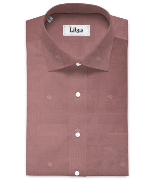 Luthai Men's  Supima Cotton Self Design  Unstitched Shirting Fabric (Turkish Rose Pink)