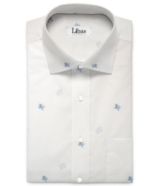 Luthai Men's  Supima Cotton Self Design  Unstitched Shirting Fabric (White)