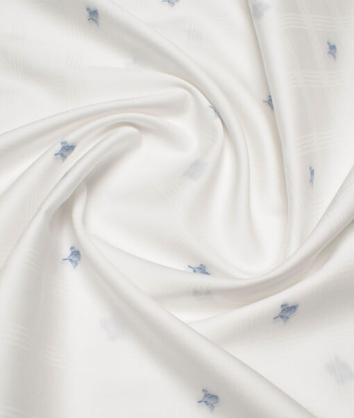 Luthai Men's  Supima Cotton Self Design  Unstitched Shirting Fabric (White)