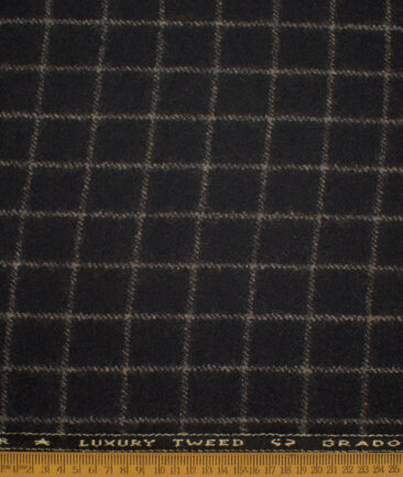 OCM Men's Wool Checks Very Thick   Unstitched Tweed Jacketing & Blazer Fabric (Black) - Image 3