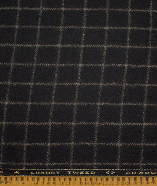 OCM Men's Wool Checks Very Thick   Unstitched Tweed Jacketing & Blazer Fabric (Black) - Image 3
