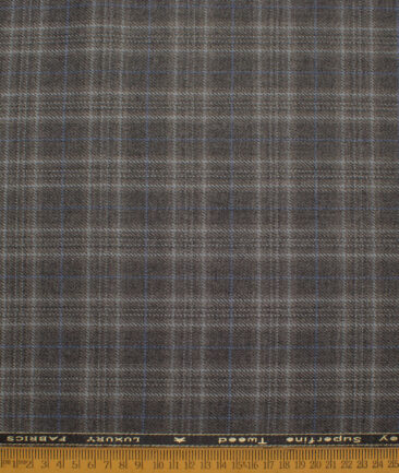 OCM Men's Wool Checks Meduim   Unstitched Tweed Jacketing & Blazer Fabric (Grey) - Image 3