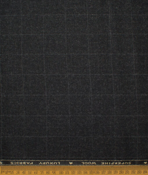 OCM Men's 60% Wool  Checks  Unstitched Tweed Fabric for Jacket & Blazer  (Worsted Black)