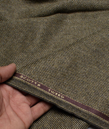 OCM Men's 100% Wool  Structured  Unstitched Tweed Fabric for Jacket & Blazer  (Light Brown)