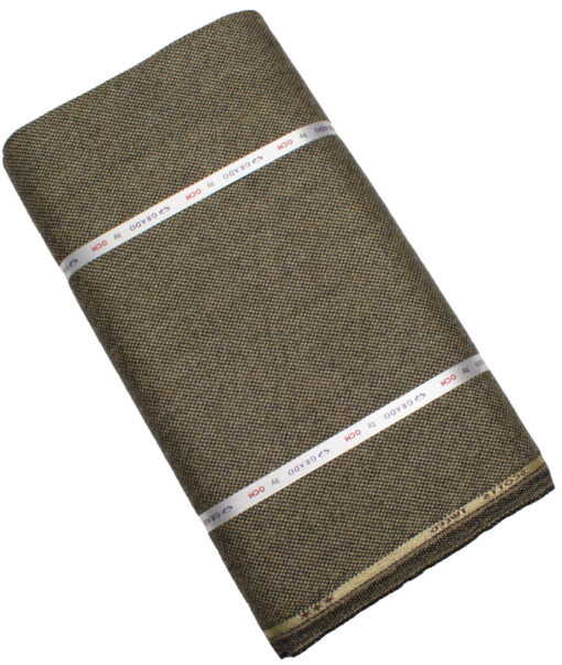 OCM Men's 100% Wool  Structured  Unstitched Tweed Fabric for Jacket & Blazer  (Light Brown)