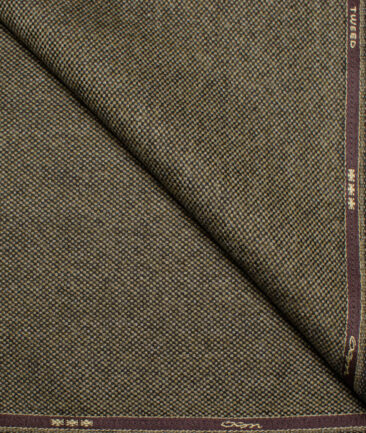 OCM Men's 100% Wool  Structured  Unstitched Tweed Fabric for Jacket & Blazer  (Light Brown)