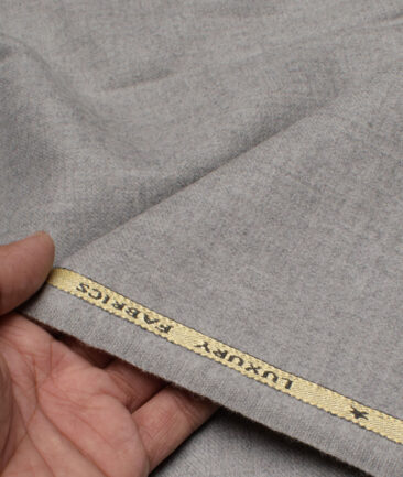 OCM Men's 100% Wool  Solids  Unstitched Tweed Fabric for Jacket & Blazer  (Light Grey)