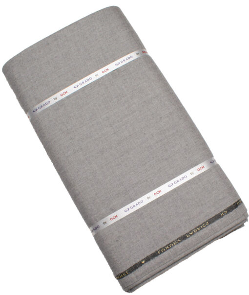 OCM Men's 100% Wool  Solids  Unstitched Tweed Fabric for Jacket & Blazer  (Light Grey)