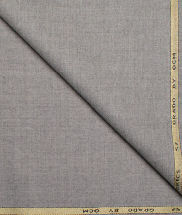 OCM Men's 100% Wool  Solids  Unstitched Tweed Fabric for Jacket & Blazer  (Light Grey)