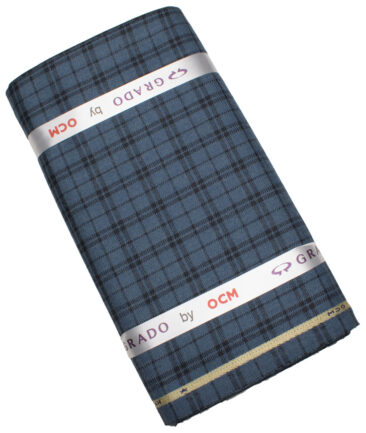 OCM Men's Wool Checks Medium & Soft Unstitched Tweed Jacketing & Blazer Fabric (Blue & Black) - Image 4