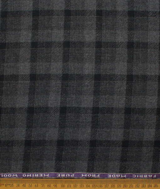 Raymond Men's 100% Merino Wool Checks   Unstitched Tweed Jacketing & Blazer Fabric (Grey & Black) - Image 3