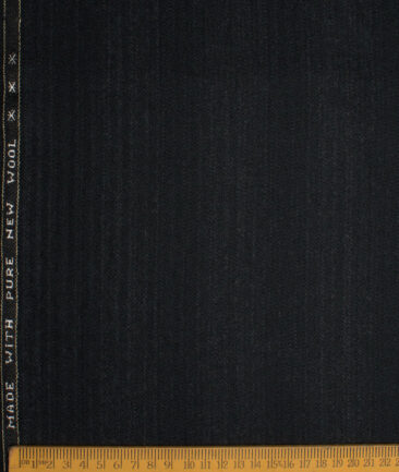 Raymond Men's 100% Wool  Striped  Unstitched Tweed Fabric for Jacket & Blazer  (Black)