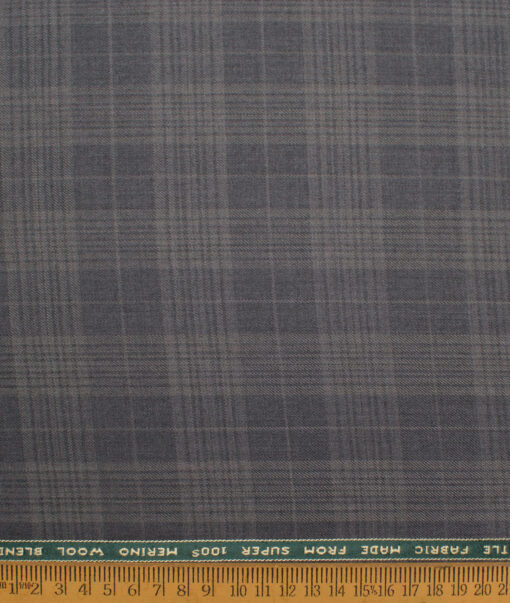 Raymond Men's 25% Wool Super 100's Checks  Unstitched Suiting Fabric (Grey)