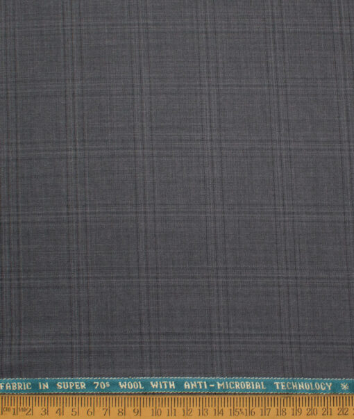 Raymond Men's 35% Wool Super 70's Checks  Unstitched Suiting Fabric (Grey)