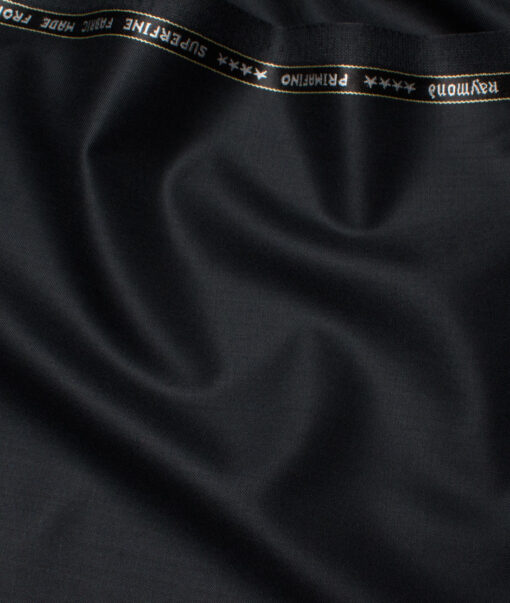 Raymond Men's 55% Wool Super 140's Solids  Unstitched Suiting Fabric (Black)
