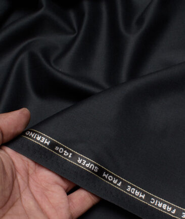 Raymond Men's 55% Wool Super 140's Solids  Unstitched Suiting Fabric (Black)