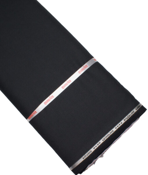 Raymond Men's 55% Wool Super 140's Solids  Unstitched Suiting Fabric (Black)