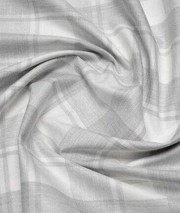 Soktas Men's Giza Cotton Checks  Unstitched Shirting Fabric (White) - Image 3