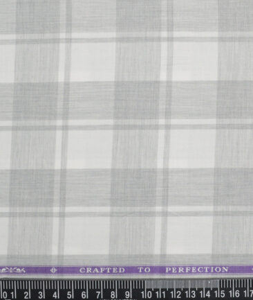 Soktas Men's Giza Cotton Checks  Unstitched Shirting Fabric (White) - Image 4