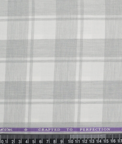 Soktas Men's Giza Cotton Checks  Unstitched Shirting Fabric (White) - Image 4