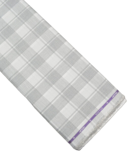 Soktas Men's Giza Cotton Checks  Unstitched Shirting Fabric (White) - Image 5