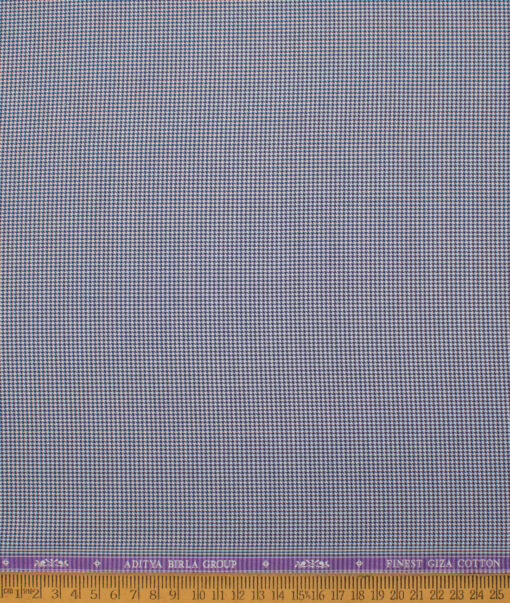 Soktas Men's  Giza Cotton Checks  Unstitched Shirting Fabric (White & Royal Blue)