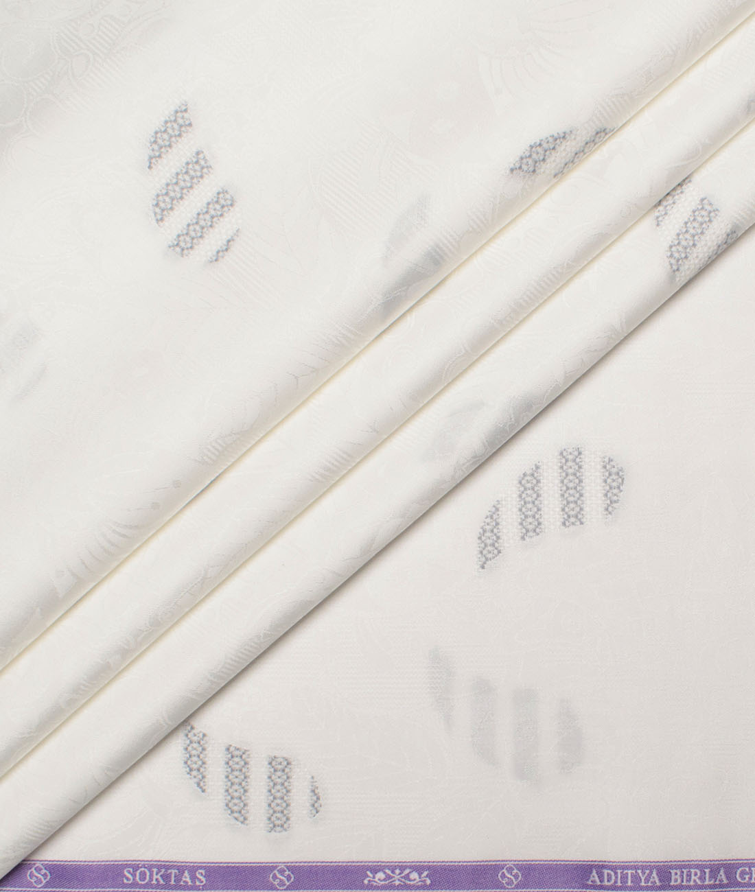 Soktas Men's Giza Cotton Self Design Unstitched Shirting Fabric (White) Soktas Men's Giza Cotton Self Design Unstitched Shirting Fabric (White)