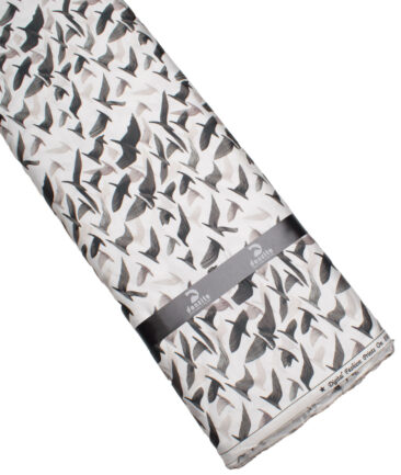 Donzito Men's  Giza Finish Cotton Printed  Unstitched Shirting Fabric (White & Brown)