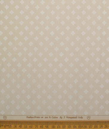 J.Hampstead Men's  Cotton Printed  Unstitched Shirting Fabric (Beige)
