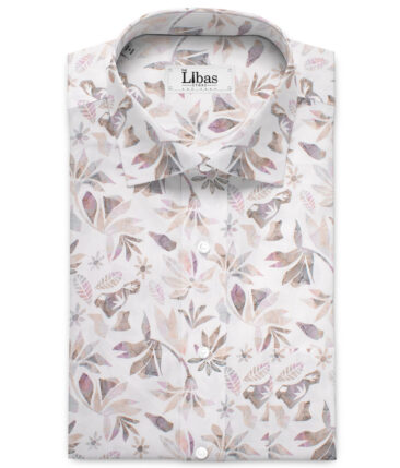 J.Hampstead Men's  Cotton Printed  Unstitched Shirting Fabric (White & Purple)
