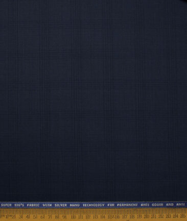 Raymond Men's 52% Wool Super 130's Checks  Unstitched Suiting Fabric (Dark Royal Blue)