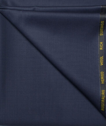 Cavalero Italy Men's 60% Wool Super 120's Solids  Unstitched Trouser Fabric (Dark Royal Blue)