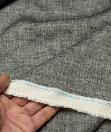 Linen Club Men's Pure Linen 44 LEA Self Design  Unstitched Suiting Fabric (Carbon Grey)