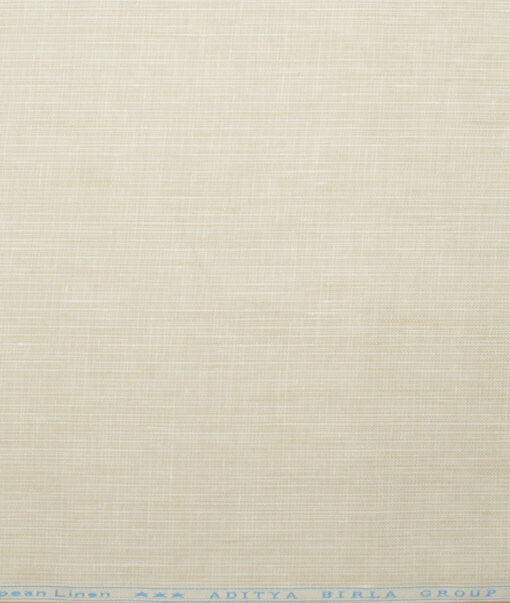 Linen Club Men's Pure Linen 44 LEA Self Design  Unstitched Suiting Fabric (Natural Cream)