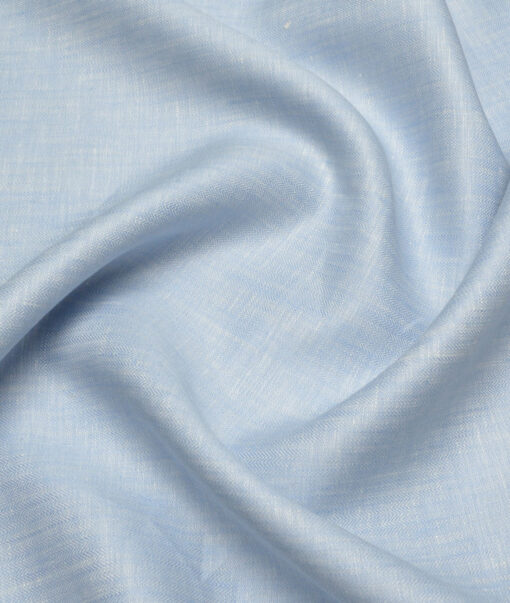 Linen Club Men's Pure Linen 44 LEA Self Design  Unstitched Suiting Fabric (Sky Blue)
