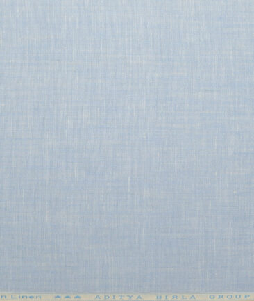 Linen Club Men's Pure Linen 44 LEA Self Design  Unstitched Suiting Fabric (Sky Blue)