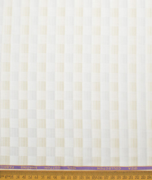Ruby Mills Men's  Giza Cotton Self Design  Unstitched Shirting Fabric (Beige)