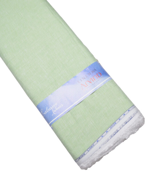 Arvind  70 LEA Irish Linen Self Design  Unstitched Shirt or Kurta Fabric (Light Sage Green)