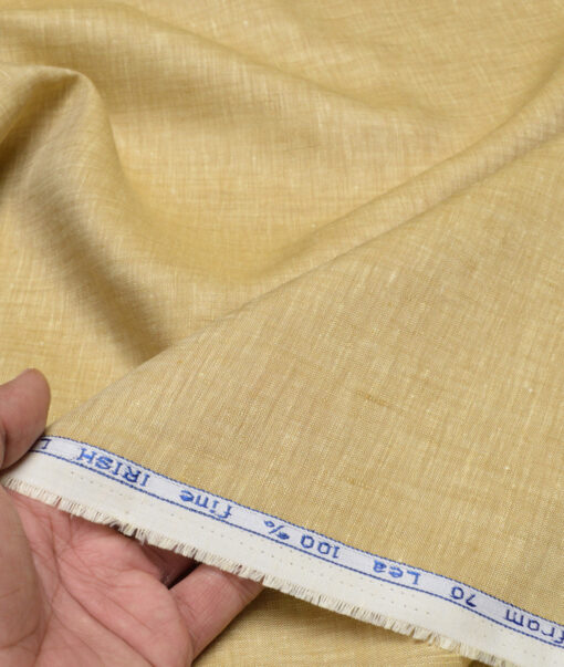 Arvind  70 LEA Irish Linen Self Design  Unstitched Shirt or Kurta Fabric (Sand Brown)