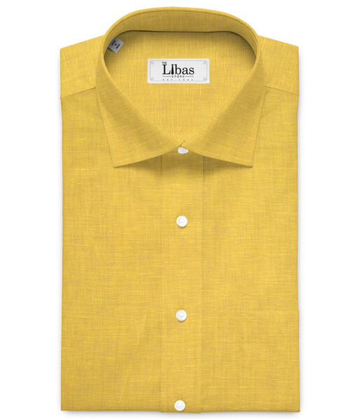 Arvind  70 LEA Irish Linen Self Design  Unstitched Shirt or Kurta Fabric (Sunglow Yellow)