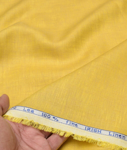 Arvind  70 LEA Irish Linen Self Design  Unstitched Shirt or Kurta Fabric (Sunglow Yellow)