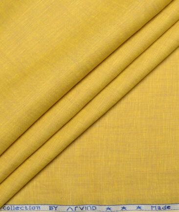 Arvind  70 LEA Irish Linen Self Design  Unstitched Shirt or Kurta Fabric (Sunglow Yellow)
