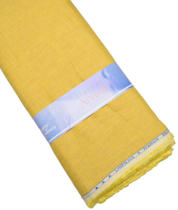 Arvind  70 LEA Irish Linen Self Design  Unstitched Shirt or Kurta Fabric (Sunglow Yellow)