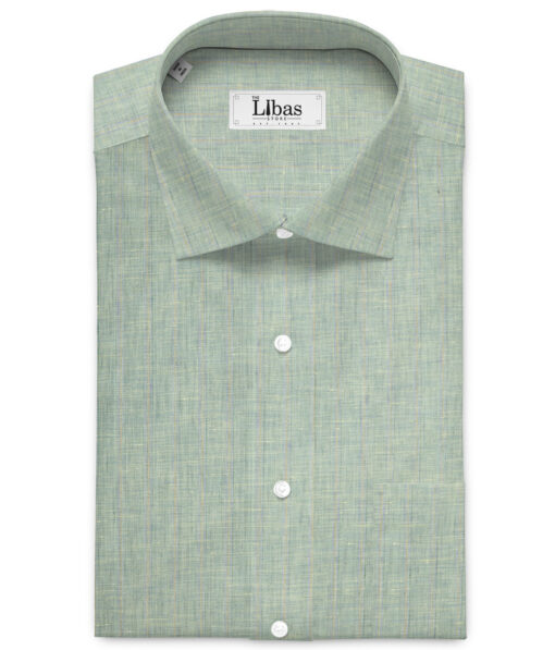 Burgoyne  80 LEA Irish Linen Striped  Unstitched Shirt or Kurta Fabric (Light Olive Green)