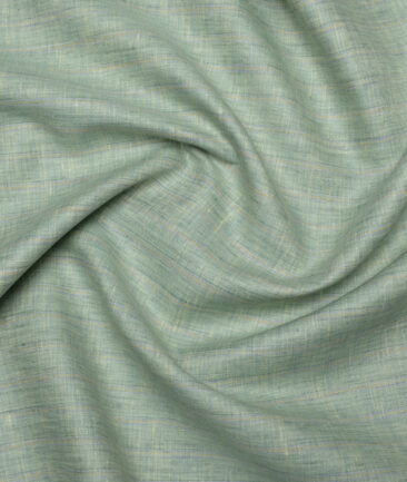 Burgoyne  80 LEA Irish Linen Striped  Unstitched Shirt or Kurta Fabric (Light Olive Green)