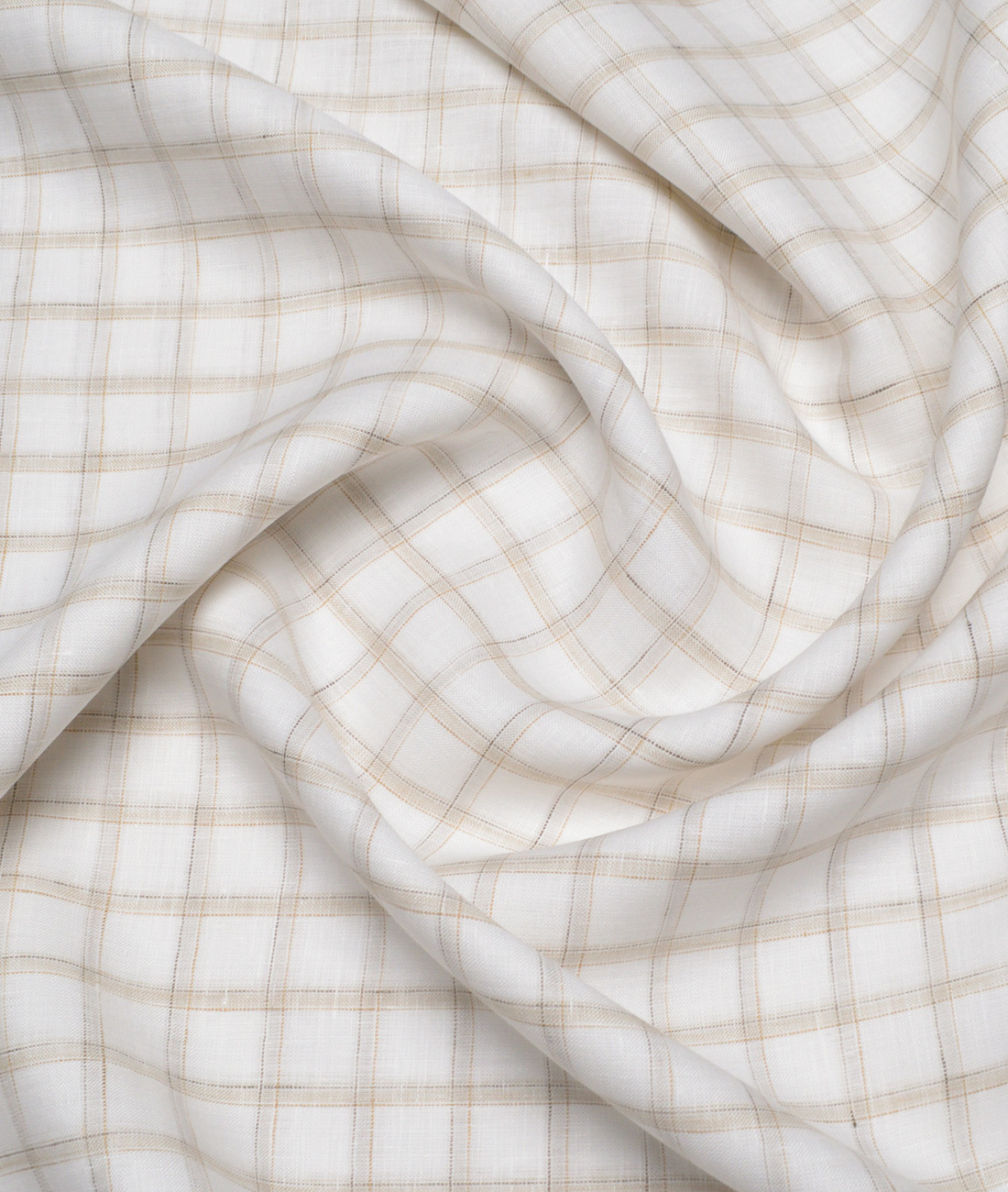 Burgoyne 80 LEA Irish Linen Checks Unstitched Shirt or Kurta Fabric (White & Light Brown) Burgoyne 80 LEA Irish Linen Checks Unstitched Shirt or Kurta Fabric (White & Light Brown)