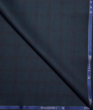 J.hampstead Men's Poly Viscose  Checks  Unstitched Suiting Fabric (Dark Blue)